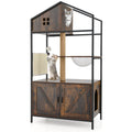 Cat Tree with Litter Box Enclosure Industrial Cat Tower Multi-level Cat Condo Furniture for Indoor Cats-Rustic Brown - Majestic Pet Kingdom