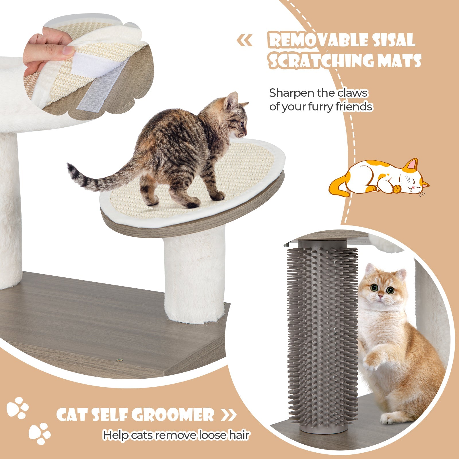 2-in-1 Modern Cat Tower with Litter Box Enclosure for Indoor Cars-Gray - Majestic Pet Kingdom
