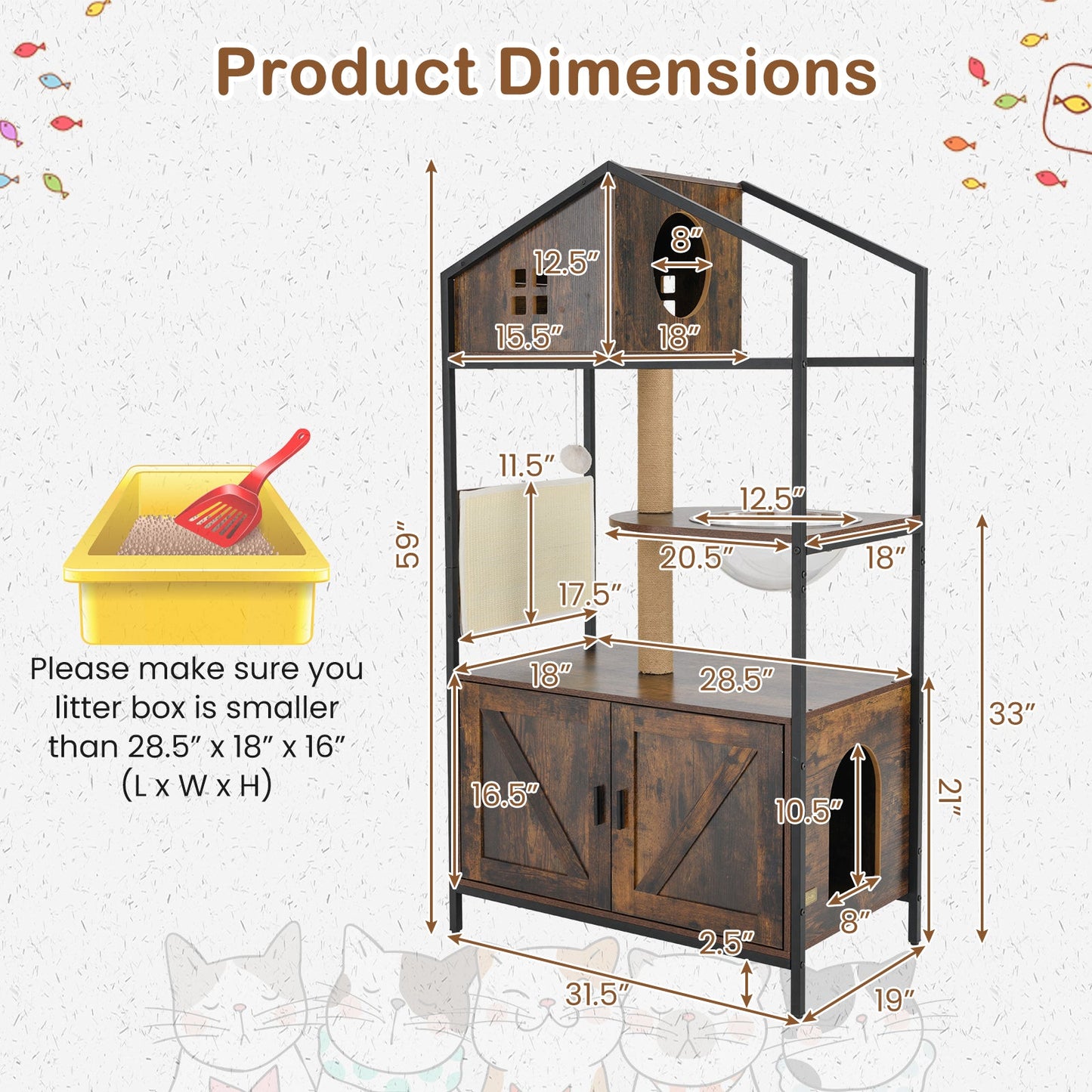 Cat Tree with Litter Box Enclosure Industrial Multi-Level - Detail Angle 5 | Majestic Pet Kingdom