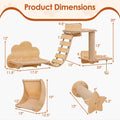 Cat Wall Furniture Set Kitten Wall Mounted Shelves with Hammock-Natural