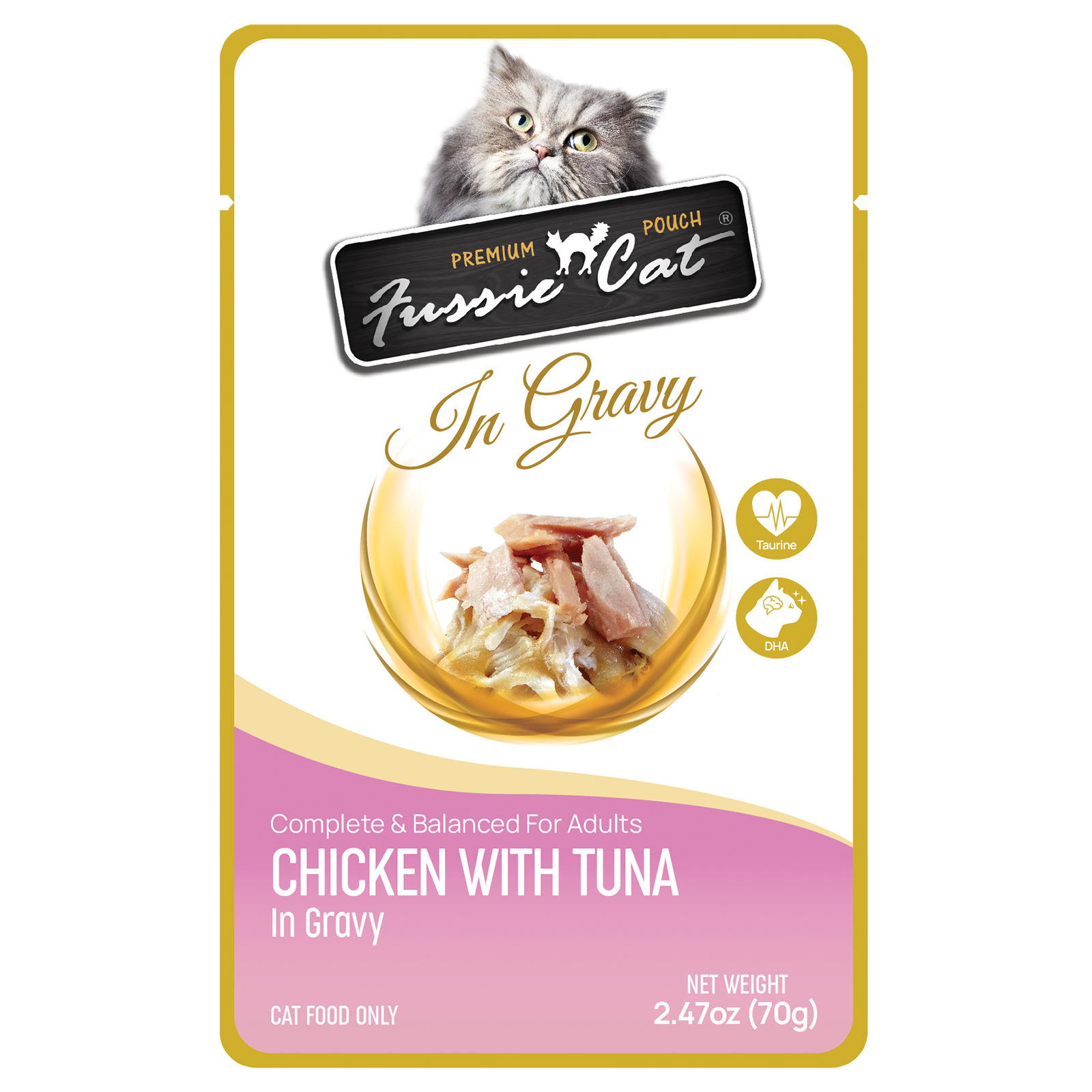 Fussie Cat Pouch - Chicken with Tuna in Gravy (2.47oz) - Majestic Pet Kingdom