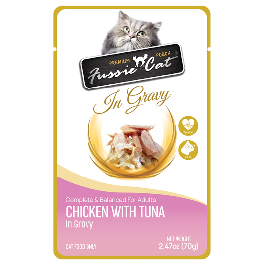 Fussie Cat Pouch - Chicken with Tuna in Gravy (2.47oz) - Majestic Pet Kingdom