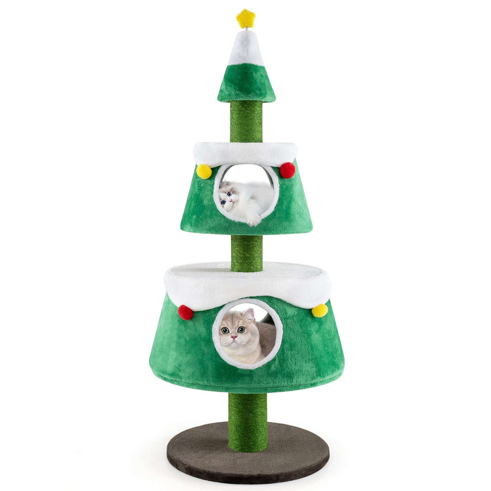 Christmas Cat Tree for Indoor Cats Cute Holiday Cat Tower with 2 Condos-Green - Majestic Pet Kingdom