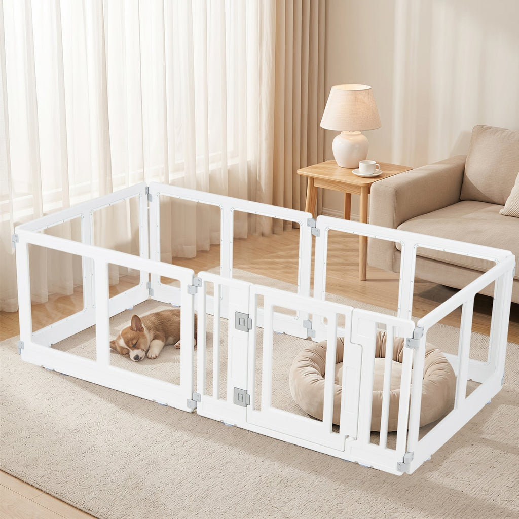 Clear Plastic Dog Playpen with Door - 8 Panel - Majestic Pet Kingdom