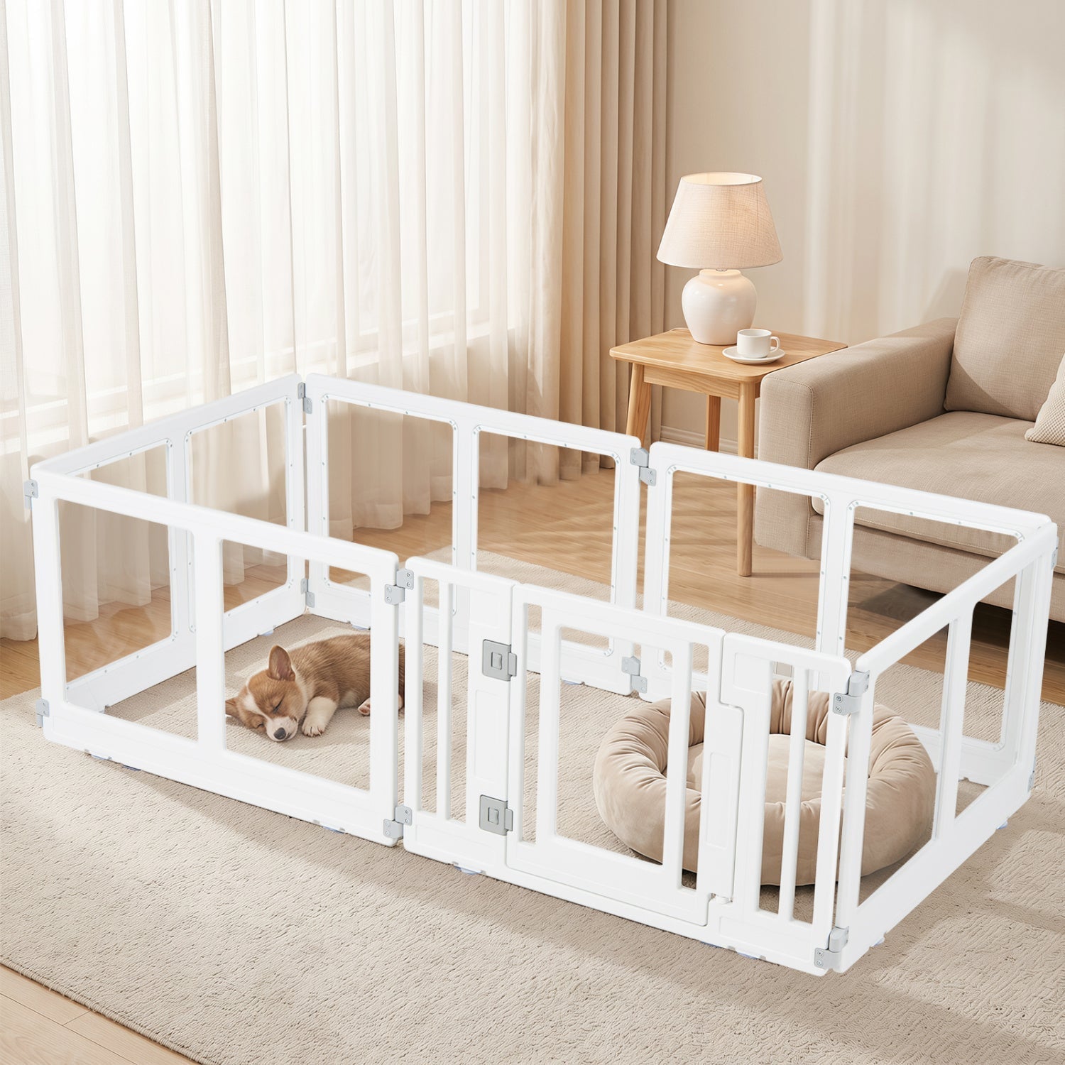 Clear Plastic Dog Playpen with Door - 8 Panel - Majestic Pet Kingdom
