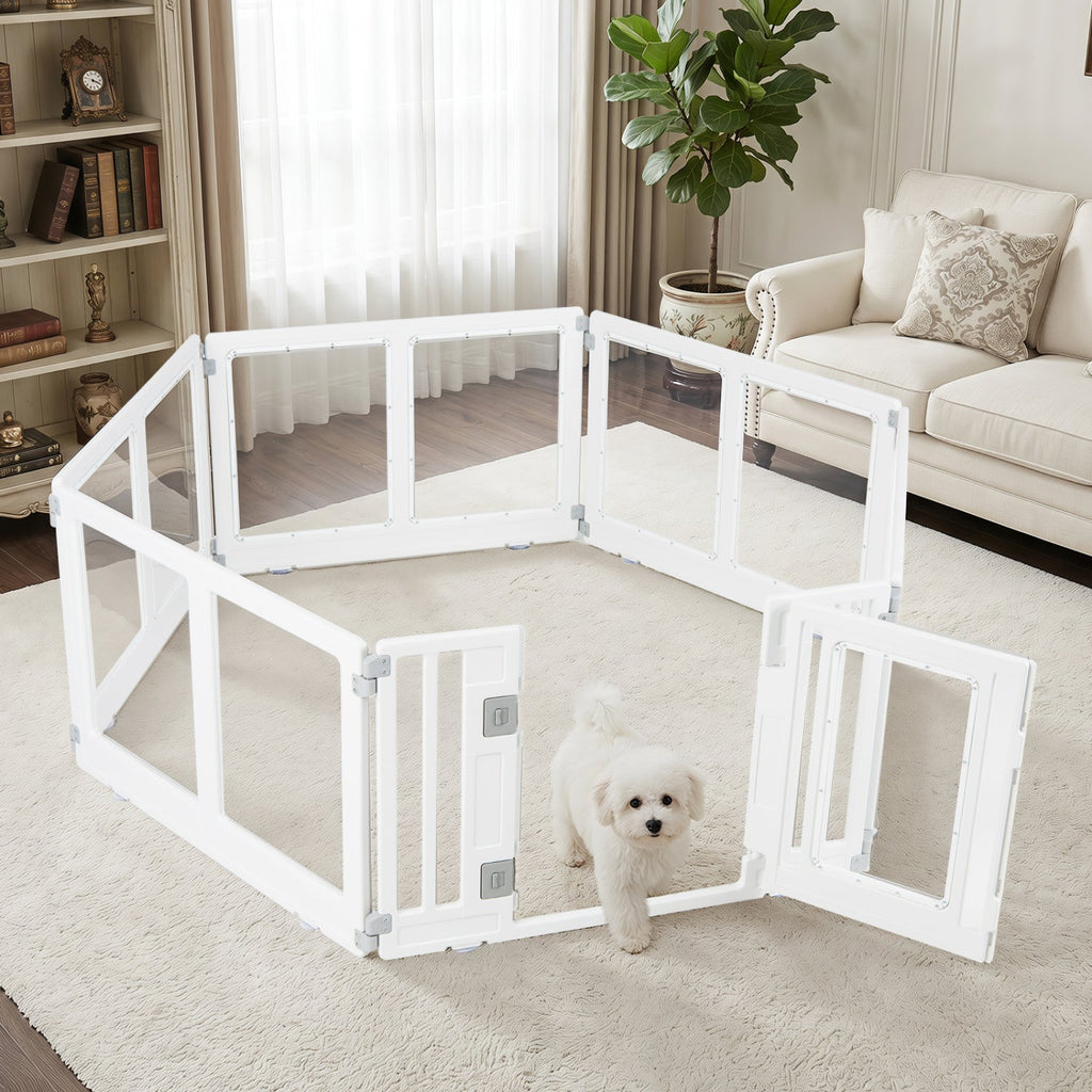 Clear Plastic Dog Playpen with Door - 8 Panel - Majestic Pet Kingdom