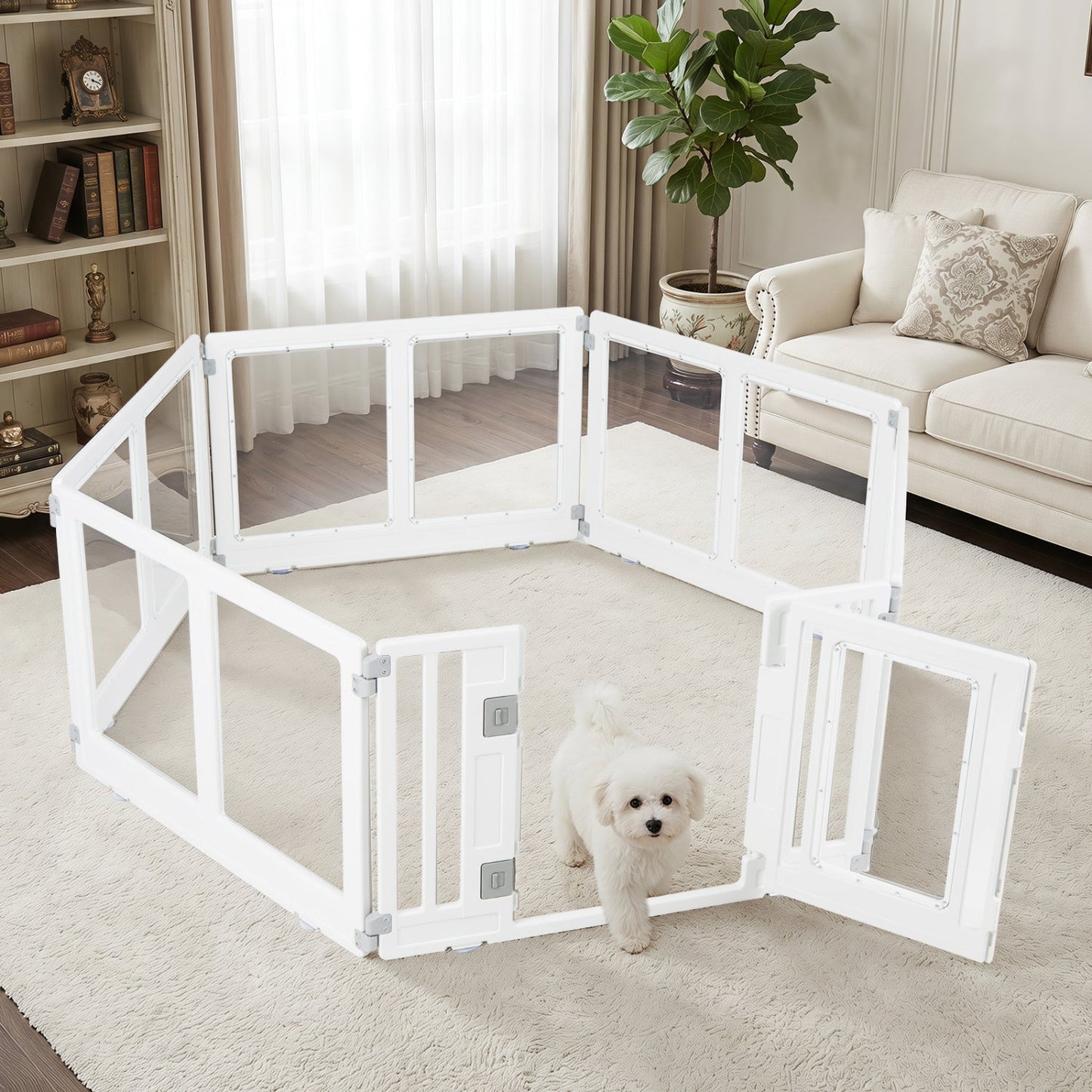 Clear Plastic Dog Playpen with Door - 8 Panel - Majestic Pet Kingdom