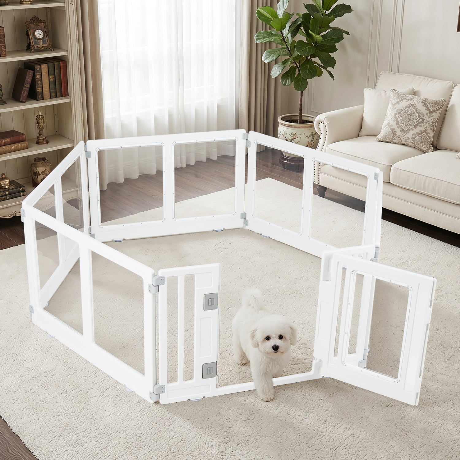 Clear Plastic Dog Playpen with Door - 8 Panel - Majestic Pet Kingdom