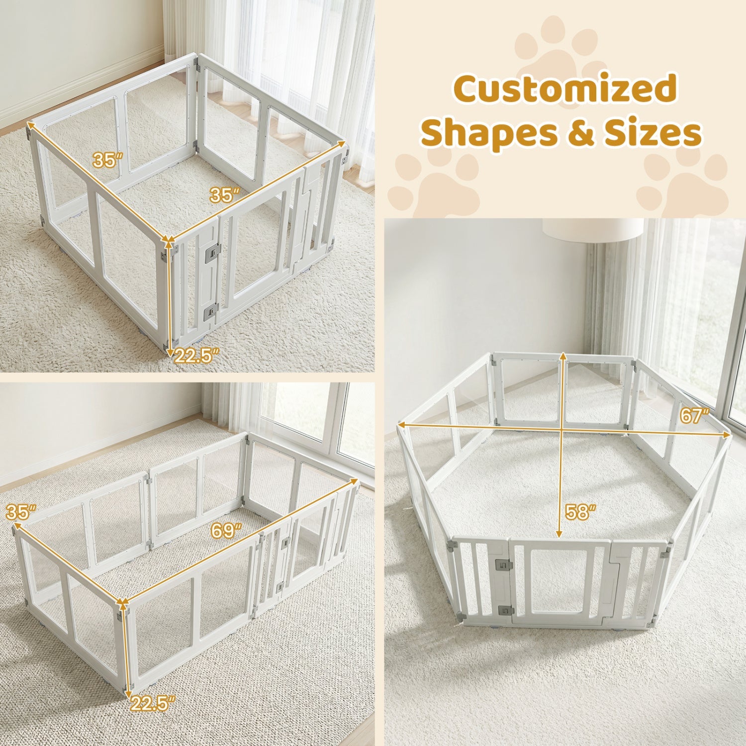 Clear Plastic Dog Playpen with Door - 8 Panel - Majestic Pet Kingdom