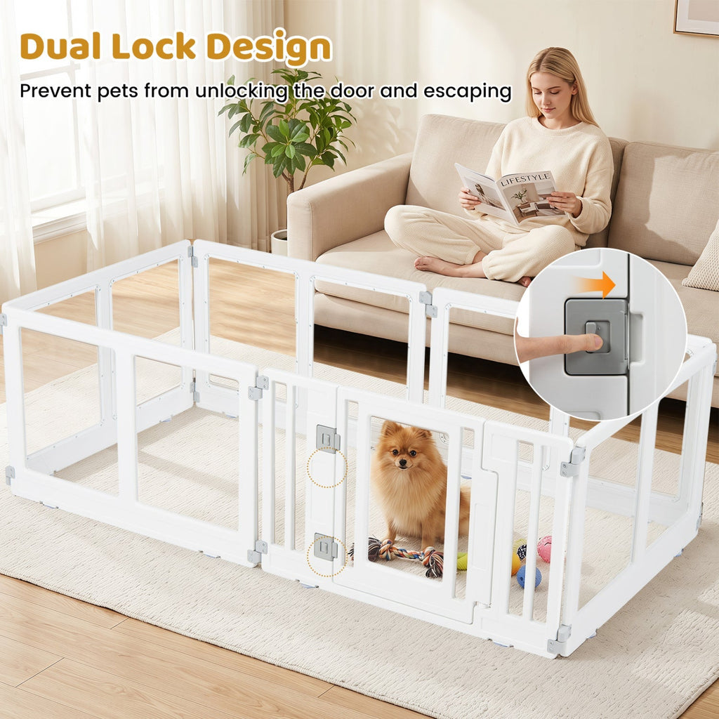 Clear Plastic Dog Playpen with Door - 8 Panel - Majestic Pet Kingdom