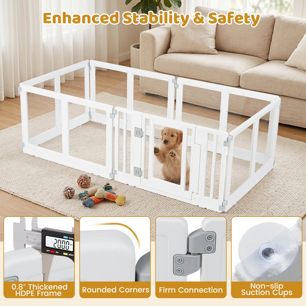 Clear Plastic Dog Playpen with Door - 8 Panel - Majestic Pet Kingdom