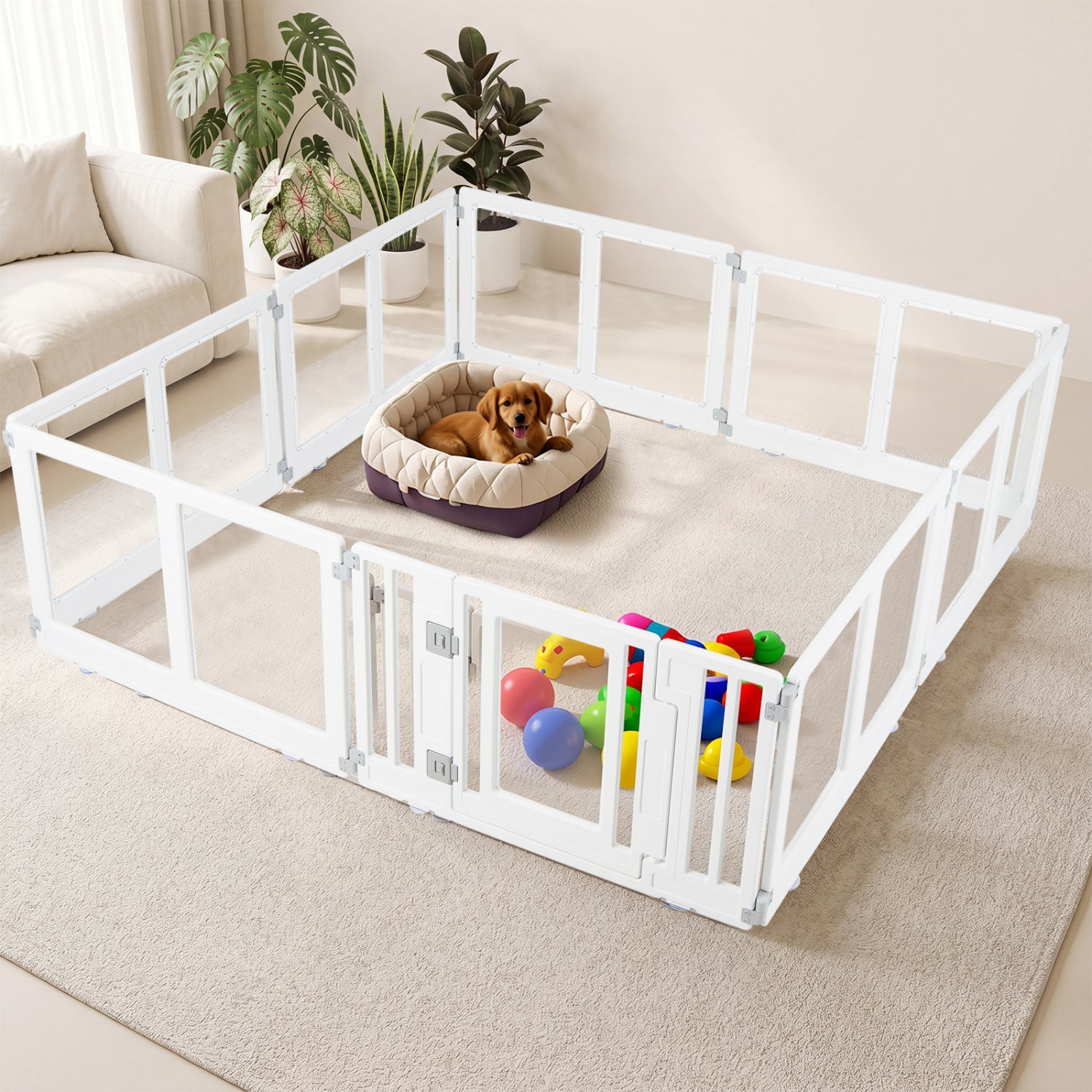 Clear Plastic Dog Playpen with Door - 8 Panel - Majestic Pet Kingdom