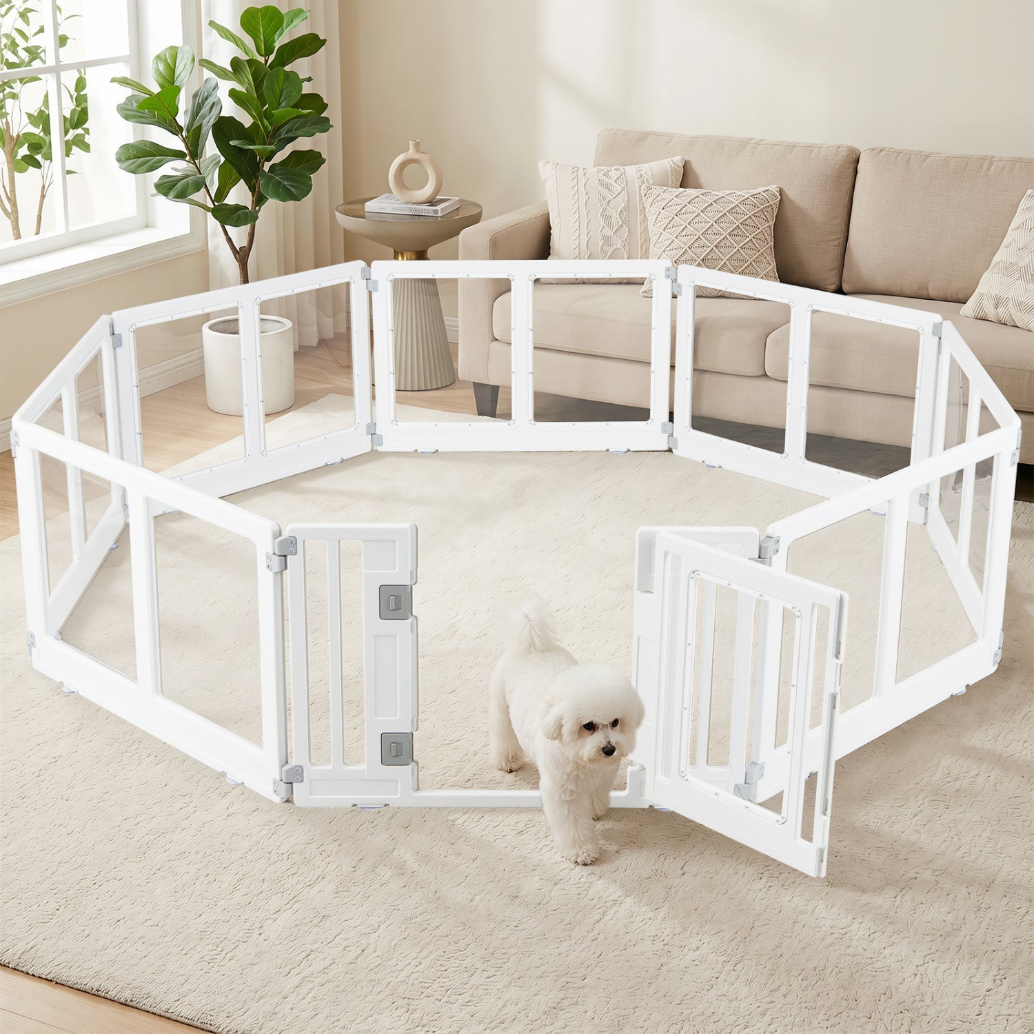 Clear Plastic Dog Playpen with Door - 8 Panel - Majestic Pet Kingdom