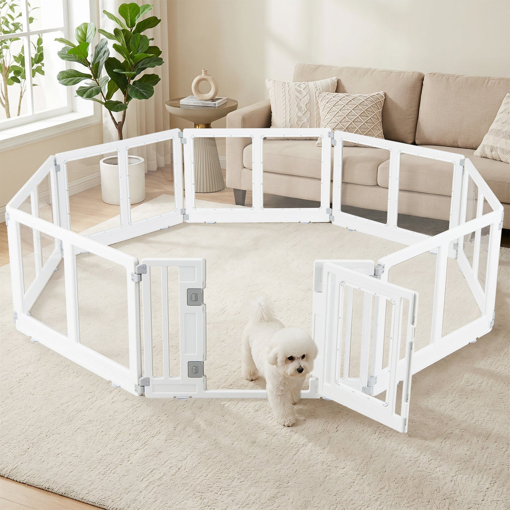 Clear Plastic Dog Playpen with Door - 8 Panel - Majestic Pet Kingdom