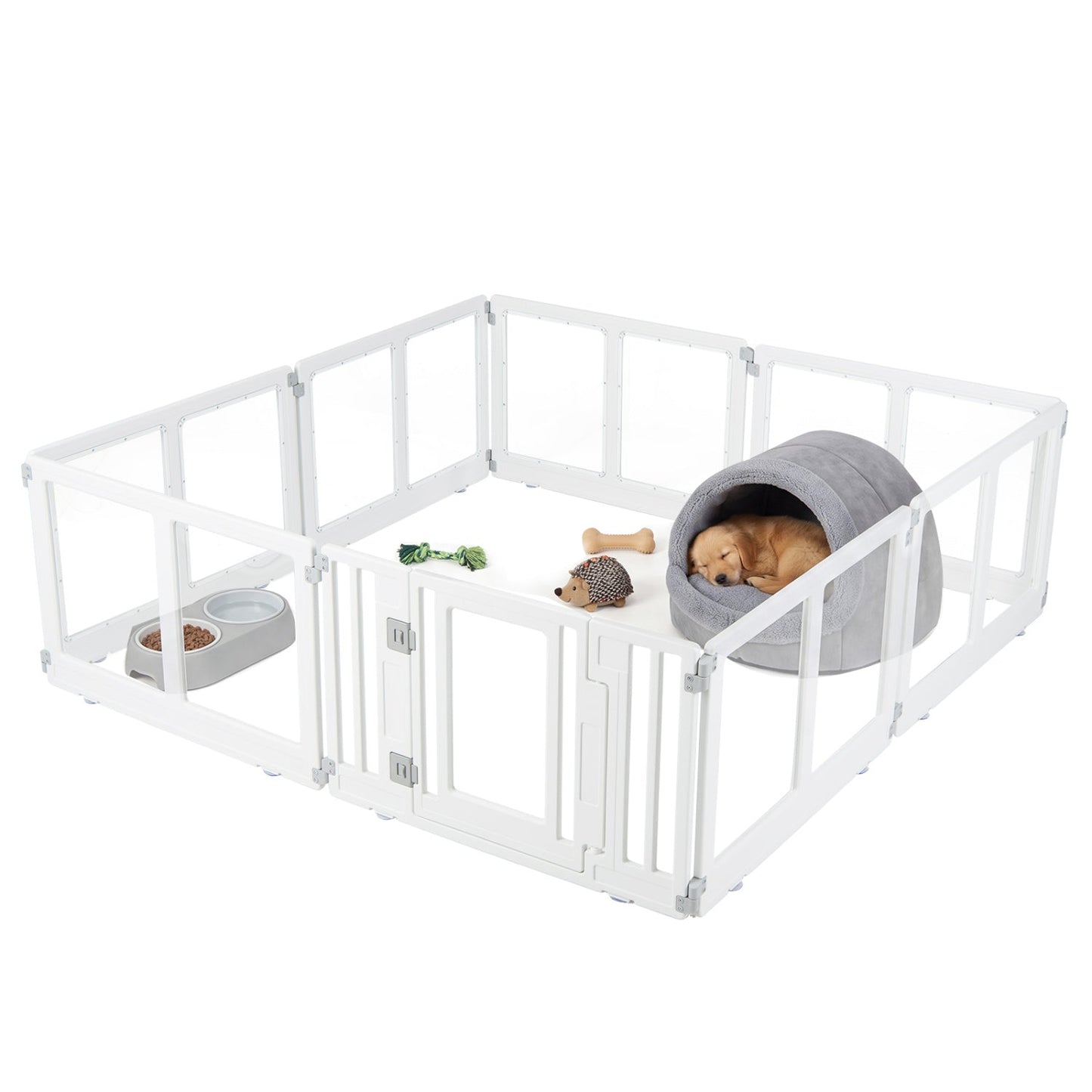 Clear Plastic Dog Playpen with Door - 8 Panel - Majestic Pet Kingdom