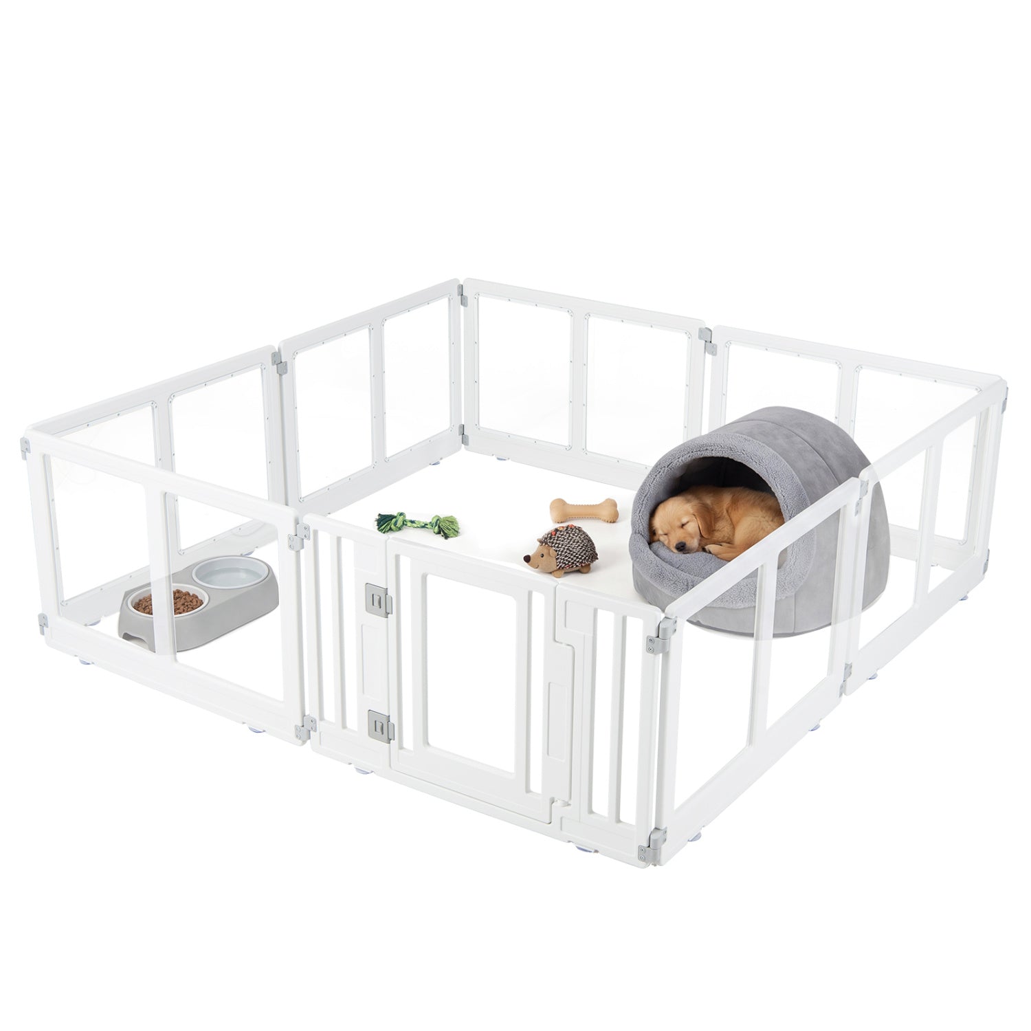 Clear Plastic Dog Playpen with Door - 8 Panel - Majestic Pet Kingdom