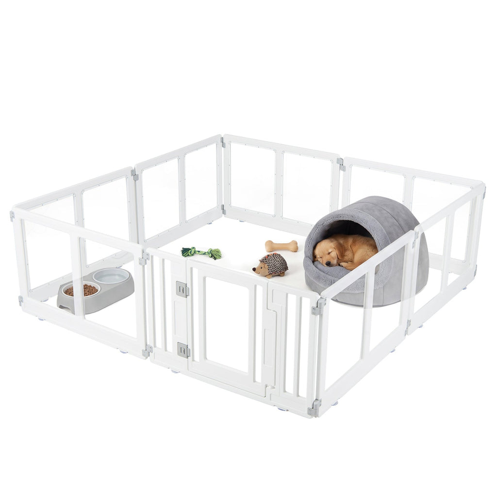 Clear Plastic Dog Playpen with Door - 8 Panel - Majestic Pet Kingdom