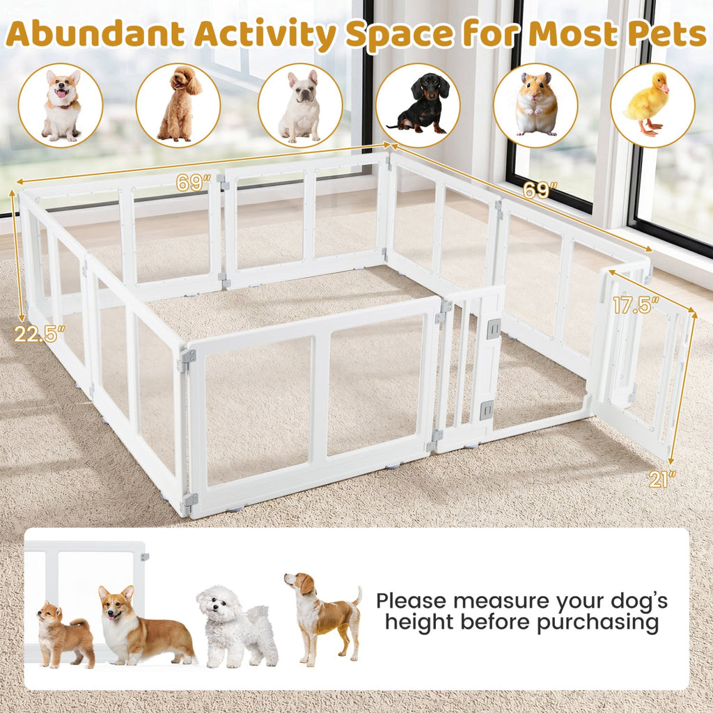 Clear Plastic Dog Playpen with Door - 8 Panel - Majestic Pet Kingdom