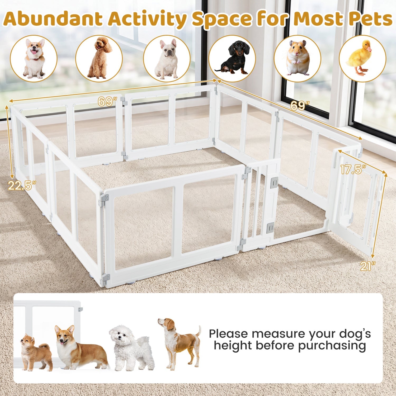Clear Plastic Dog Playpen with Door - 8 Panel - Majestic Pet Kingdom