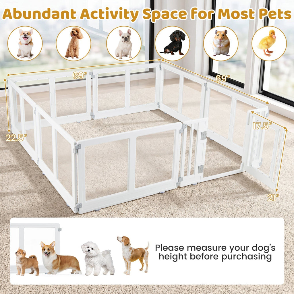 Clear Plastic Dog Playpen with Door - 8 Panel - Majestic Pet Kingdom