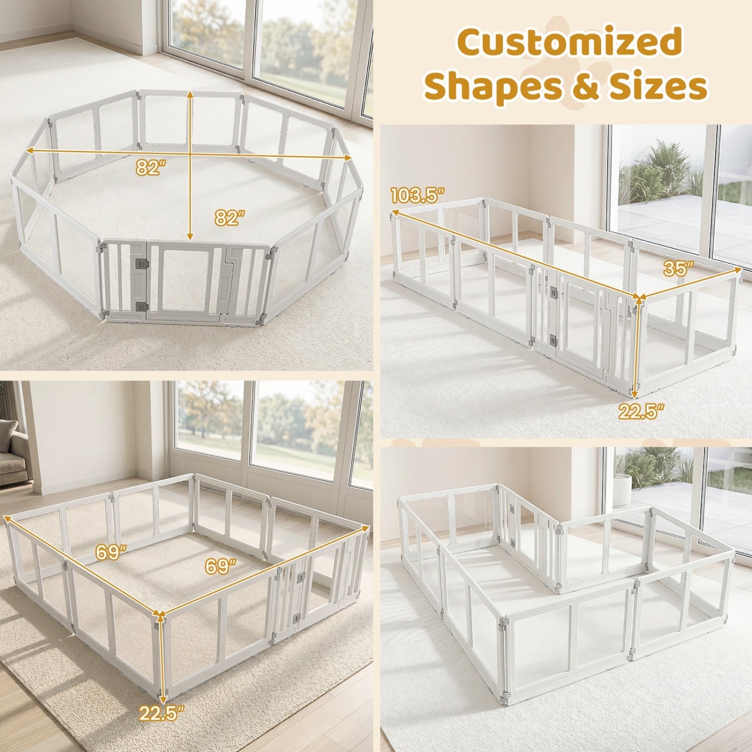 Clear Plastic Dog Playpen with Door - 8 Panel - Majestic Pet Kingdom