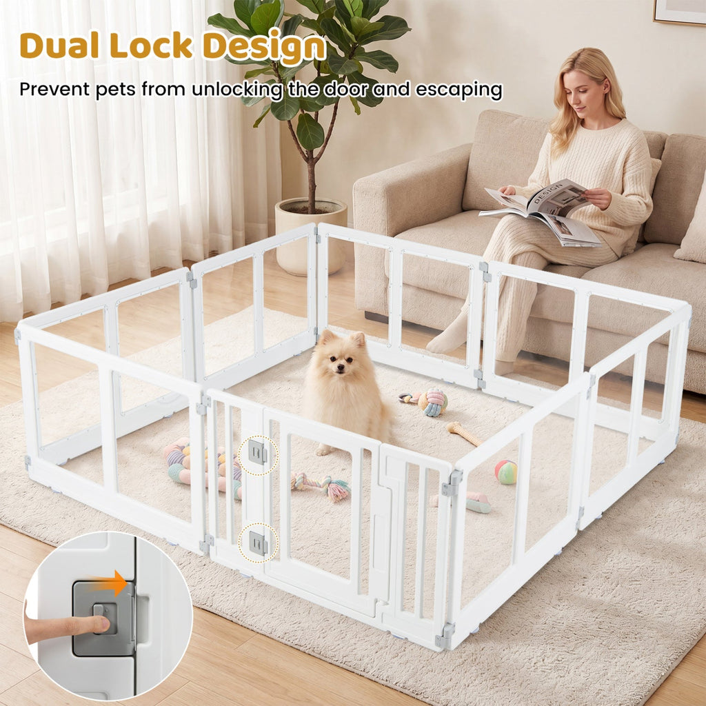 Clear Plastic Dog Playpen with Door - 8 Panel - Majestic Pet Kingdom