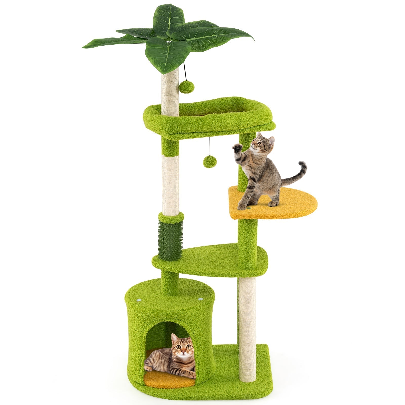 Cute Cat Tree for Adult Cats Multi-level Kitty Tower-Green - Majestic Pet Kingdom