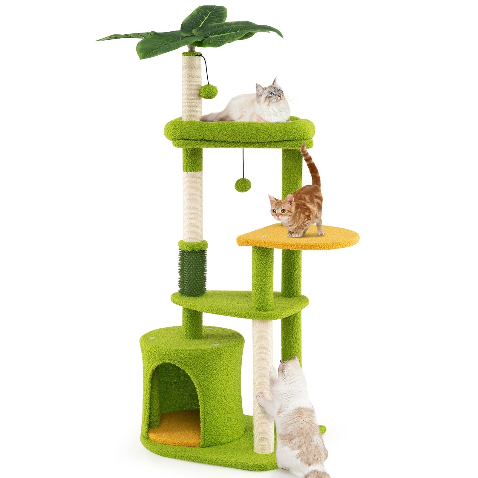 Cute Cat Tree for Adult Cats Multi-level Kitty Tower-Green - Majestic Pet Kingdom