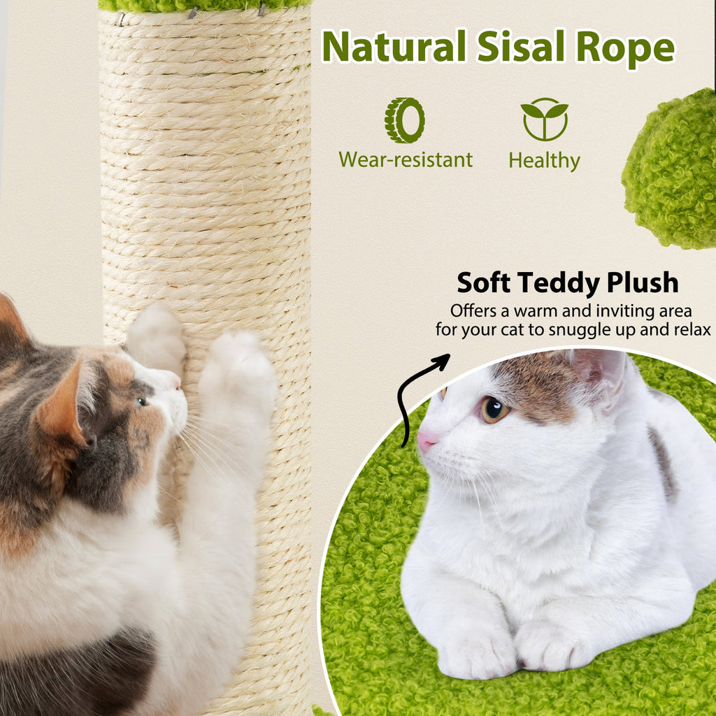 Cute Cat Tree for Adult Cats Multi-level Kitty Tower-Green - Majestic Pet Kingdom