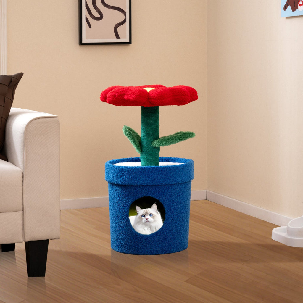 Cute Cat Tree with Flower Padded Perch for Indoor Cats - Majestic Pet Kingdom