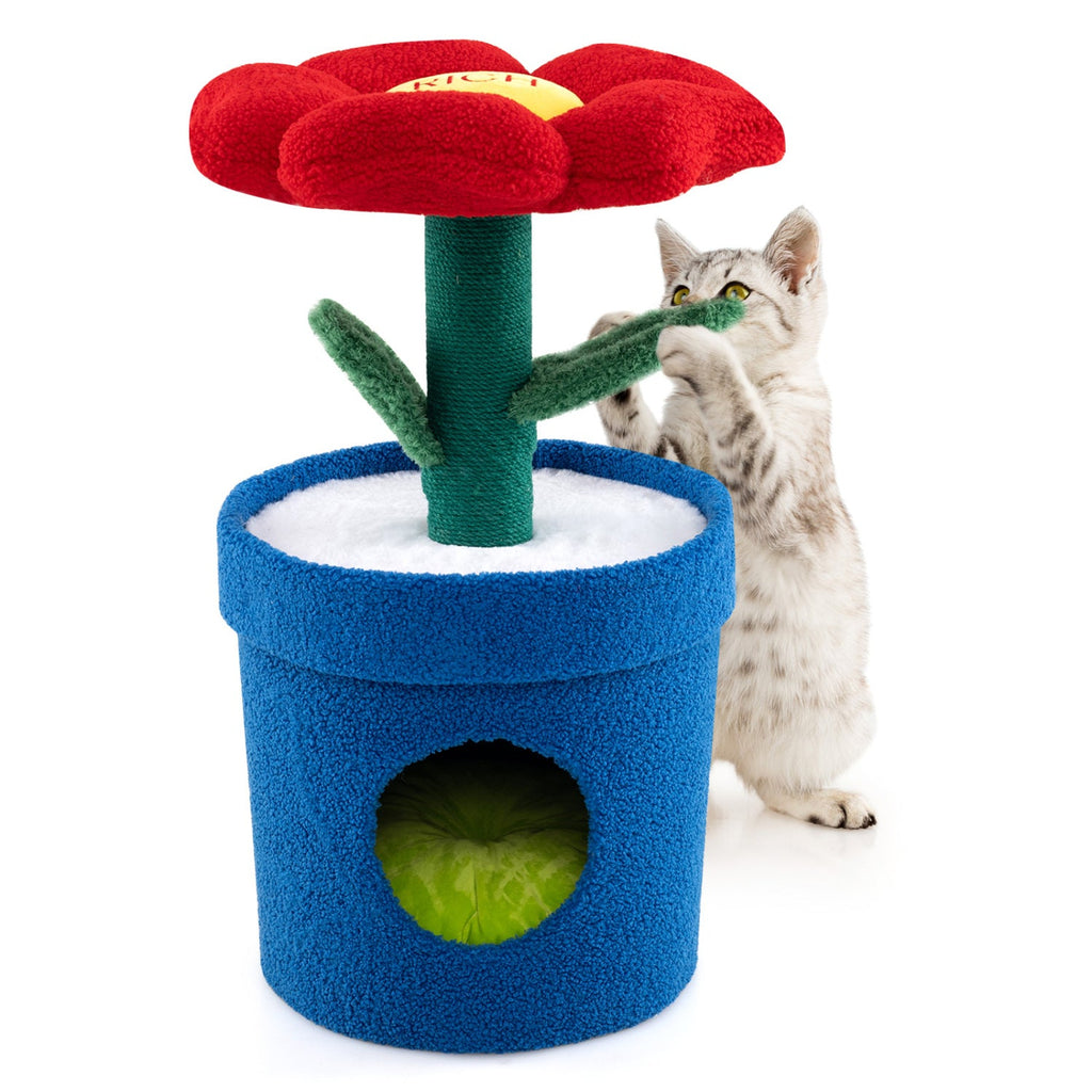 Cute Cat Tree with Flower Padded Perch for Indoor Cats - Majestic Pet Kingdom