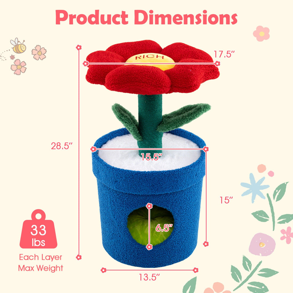 Cute Cat Tree with Flower Padded Perch for Indoor Cats - Majestic Pet Kingdom