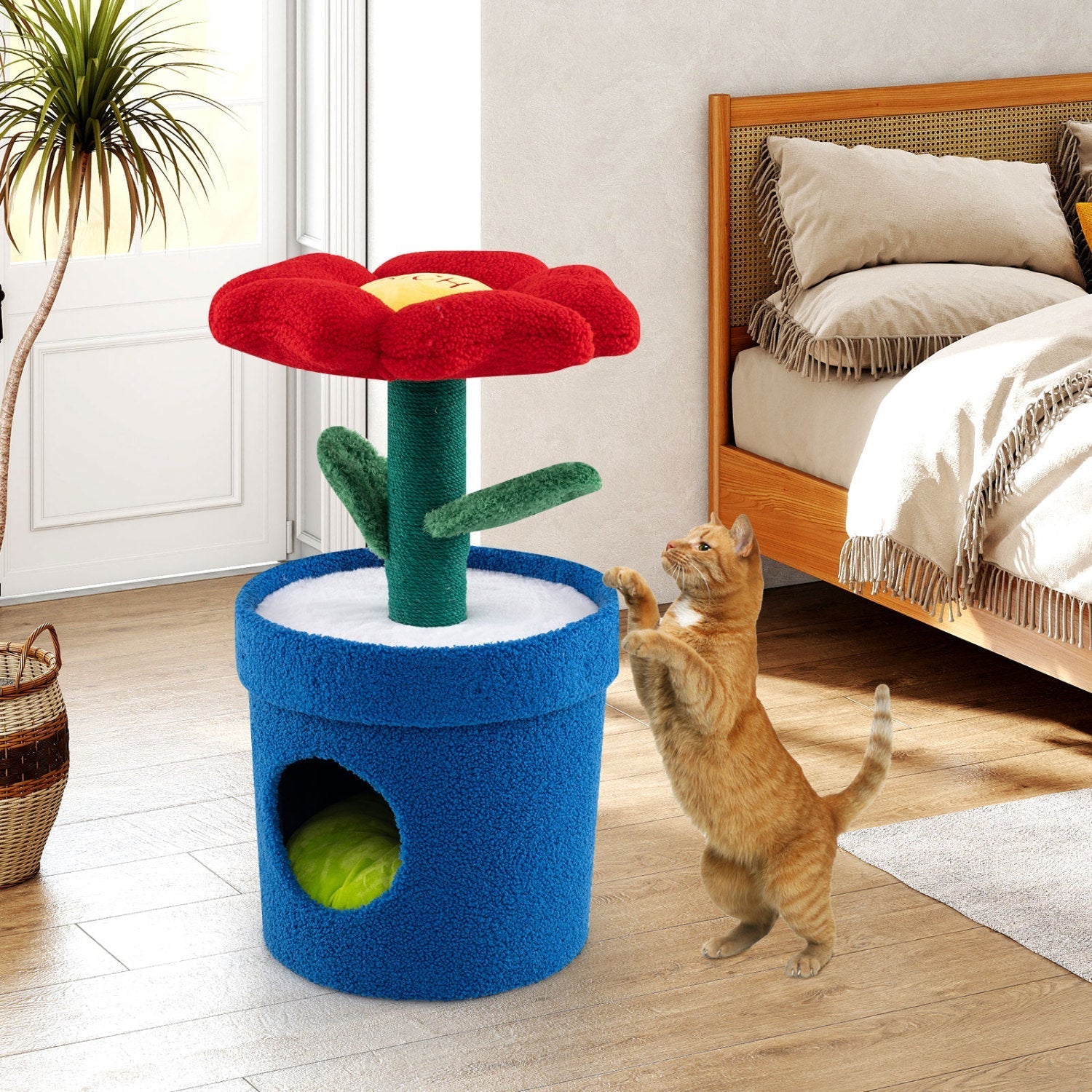 Cute Cat Tree with Flower Padded Perch for Indoor Cats - Majestic Pet Kingdom