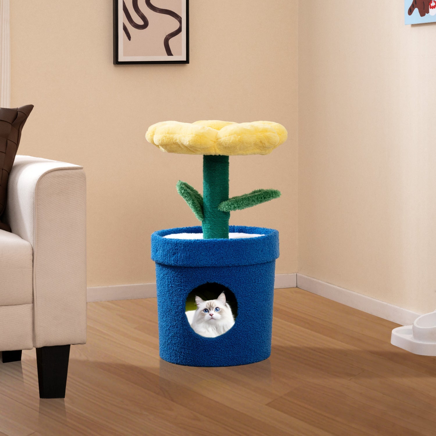 Cute Cat Tree with Flower Padded Perch for Indoor Cats - Majestic Pet Kingdom