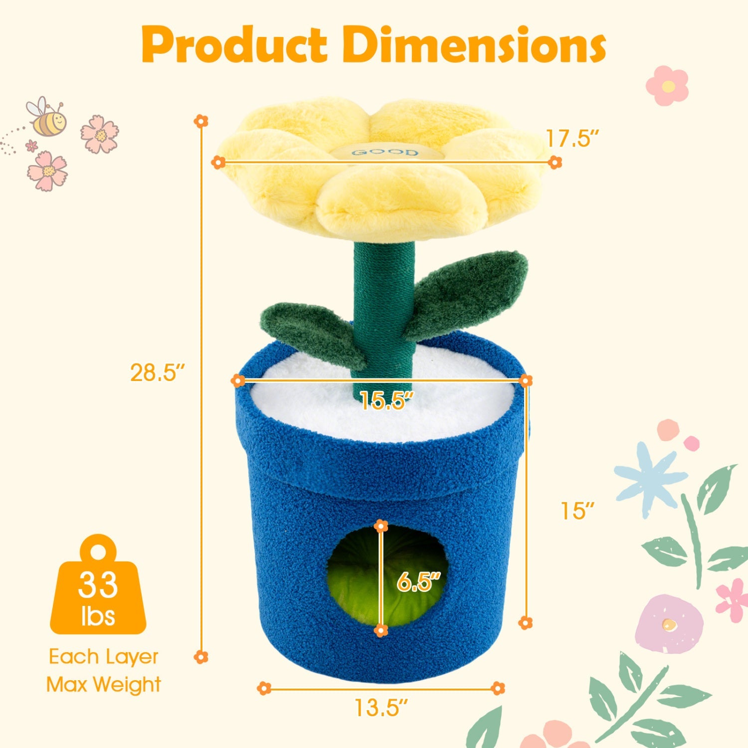 Cute Cat Tree with Flower Padded Perch for Indoor Cats - Majestic Pet Kingdom