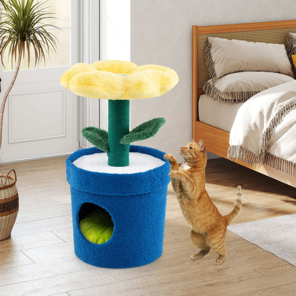 Cute Cat Tree with Flower Padded Perch for Indoor Cats - Majestic Pet Kingdom