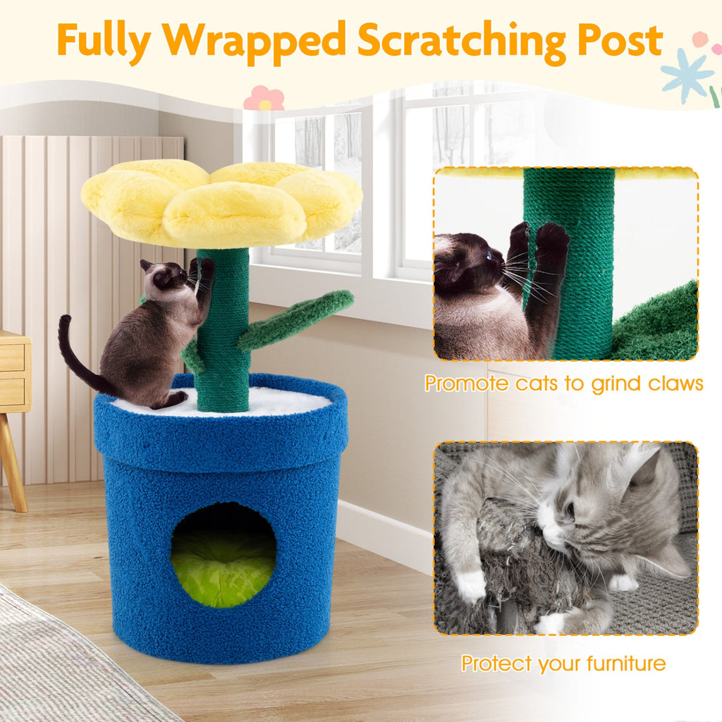 Cute Cat Tree with Flower Padded Perch for Indoor Cats - Majestic Pet Kingdom