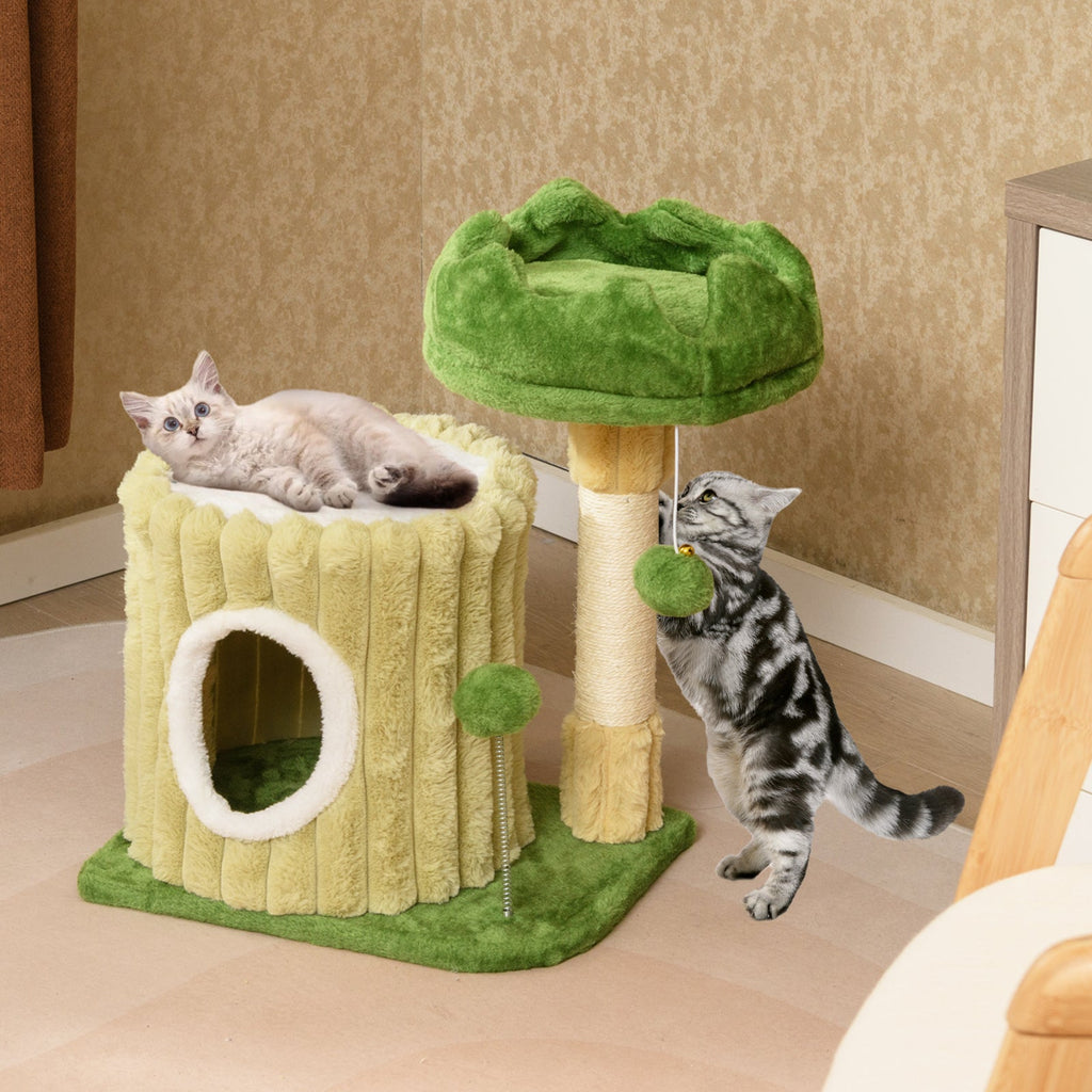 Cute Cat Tree with Sisal Scratching Posts and Dangling Ball - Majestic Pet Kingdom