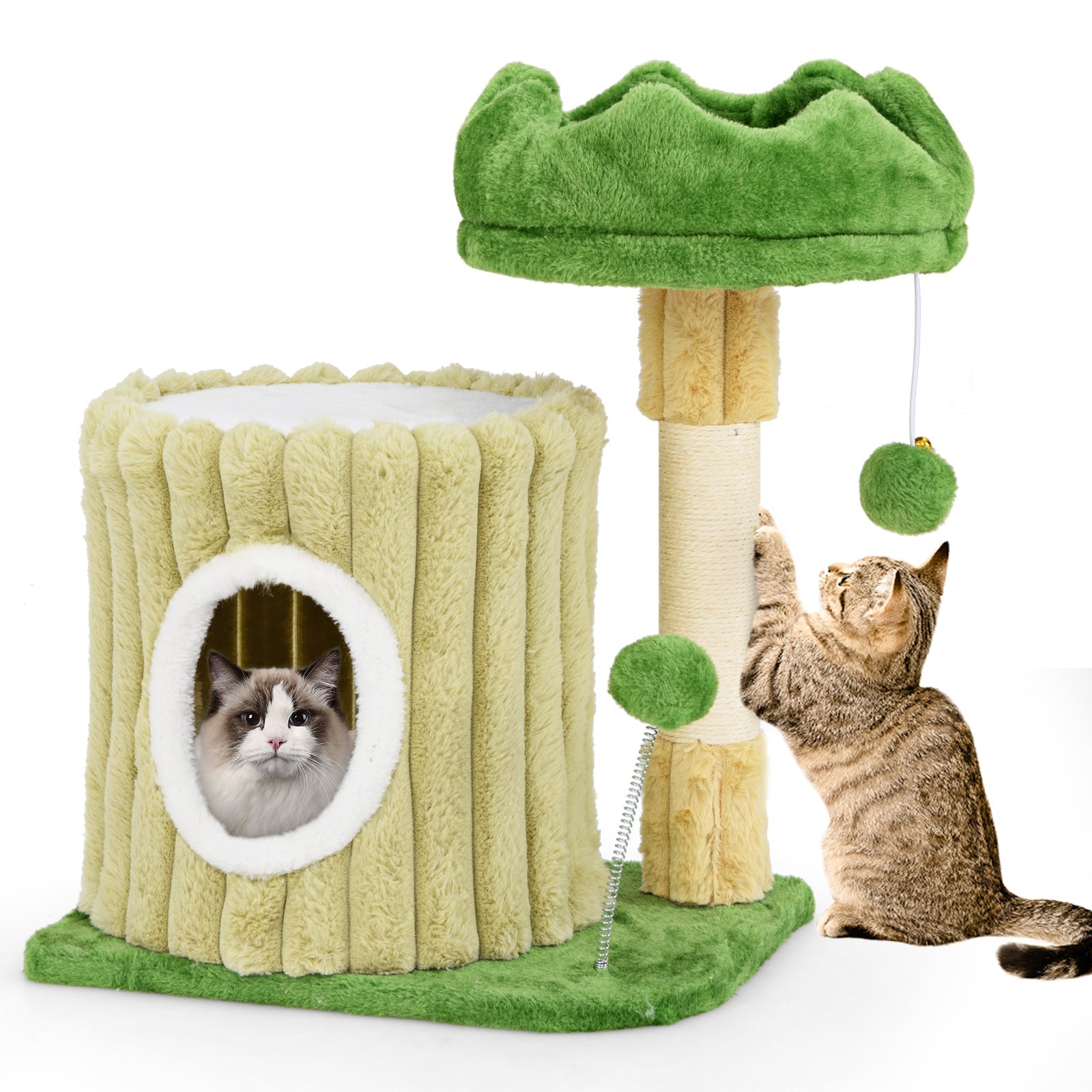 Cute Cat Tree with Sisal Scratching Posts and Dangling Ball - Majestic Pet Kingdom