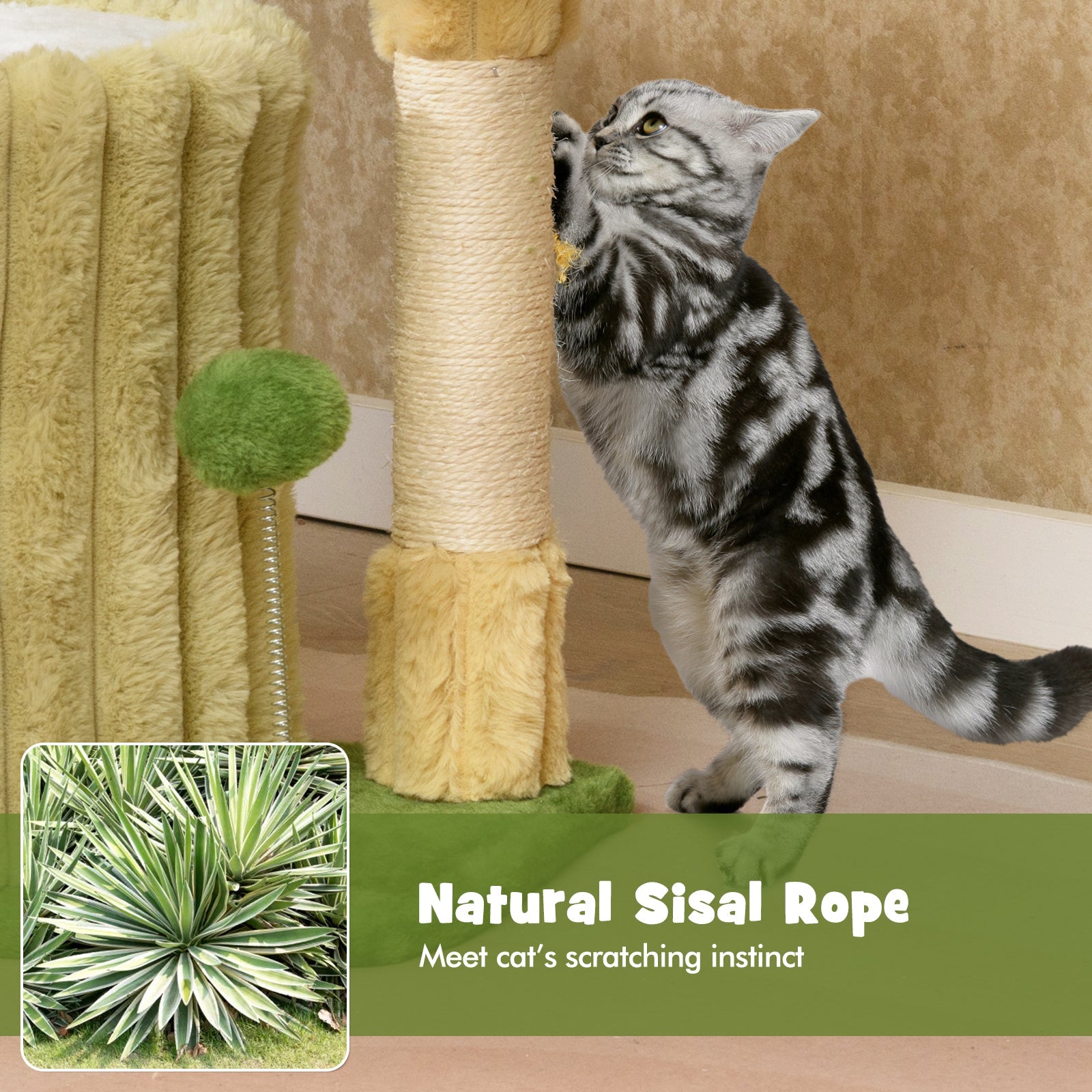 Cute Cat Tree with Sisal Scratching Posts and Dangling Ball - Majestic Pet Kingdom