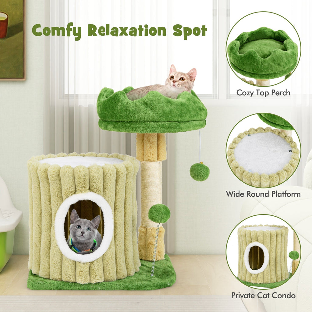 Cute Cat Tree with Sisal Scratching Posts and Dangling Ball - Majestic Pet Kingdom