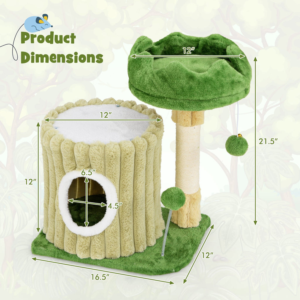 Cute Cat Tree with Sisal Scratching Posts and Dangling Ball - Majestic Pet Kingdom