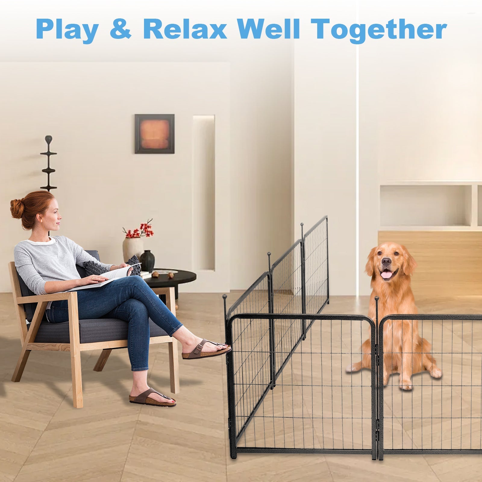 16 Panels Dog Playpen for outdoor,yard,camping,24"Height dog fence with 2 doors. - Majestic Pet Kingdom