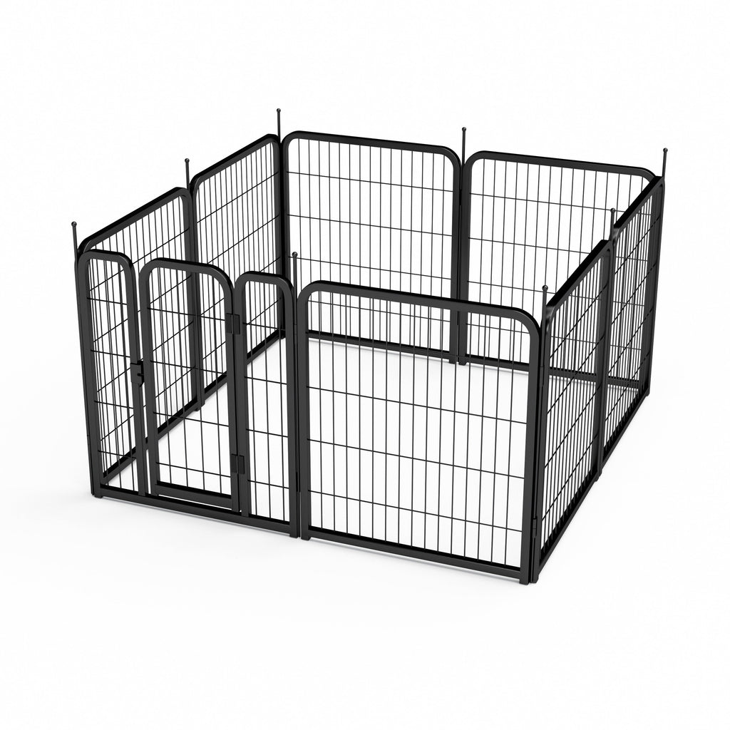 Outdoor dog fence, 8-piece board dog fence. 31 inch portable pet sports fence. Black, 26.3 inches wide x 31.5 inches high. - Majestic Pet Kingdom