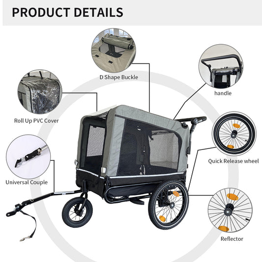 outdoor-heavy-duty-foldable-utility-pet-stroller-dog-carriers-bicycle-trailer-luxury-view-2 | Majestic Pet Kingdom