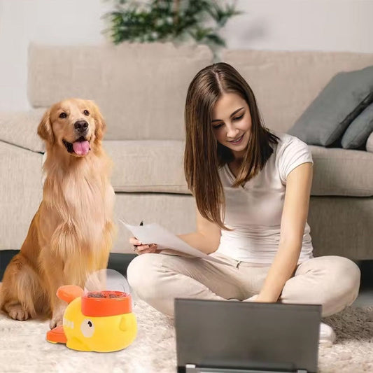 Intelligent Cartoon Dog Automatic Feeder: Large Capacity, Anti - slip, Doubles as Toy & Feeding Utensil - Detail Angle 2 | Majestic Pet Kingdom
