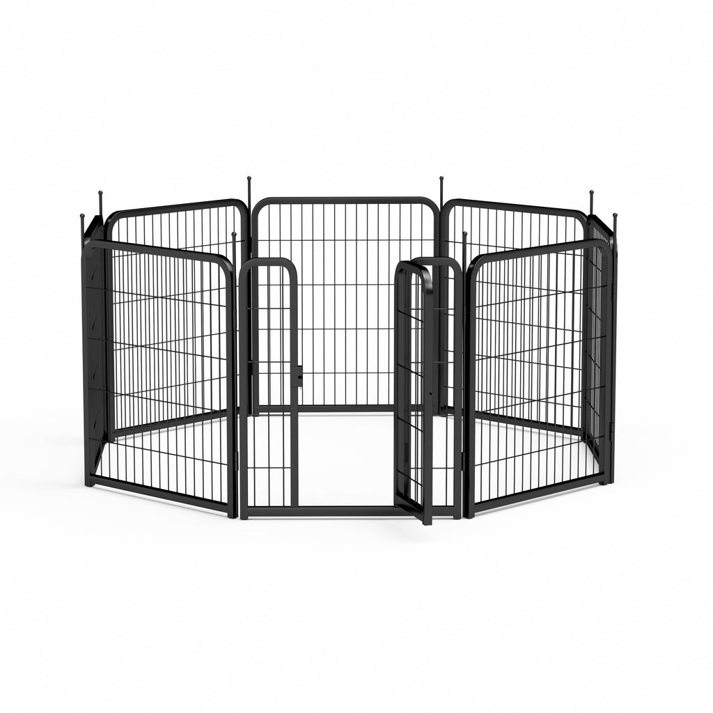 Outdoor dog fence, 8-piece board dog fence. 31 inch portable pet sports fence. Black, 26.3 inches wide x 31.5 inches high. - Majestic Pet Kingdom