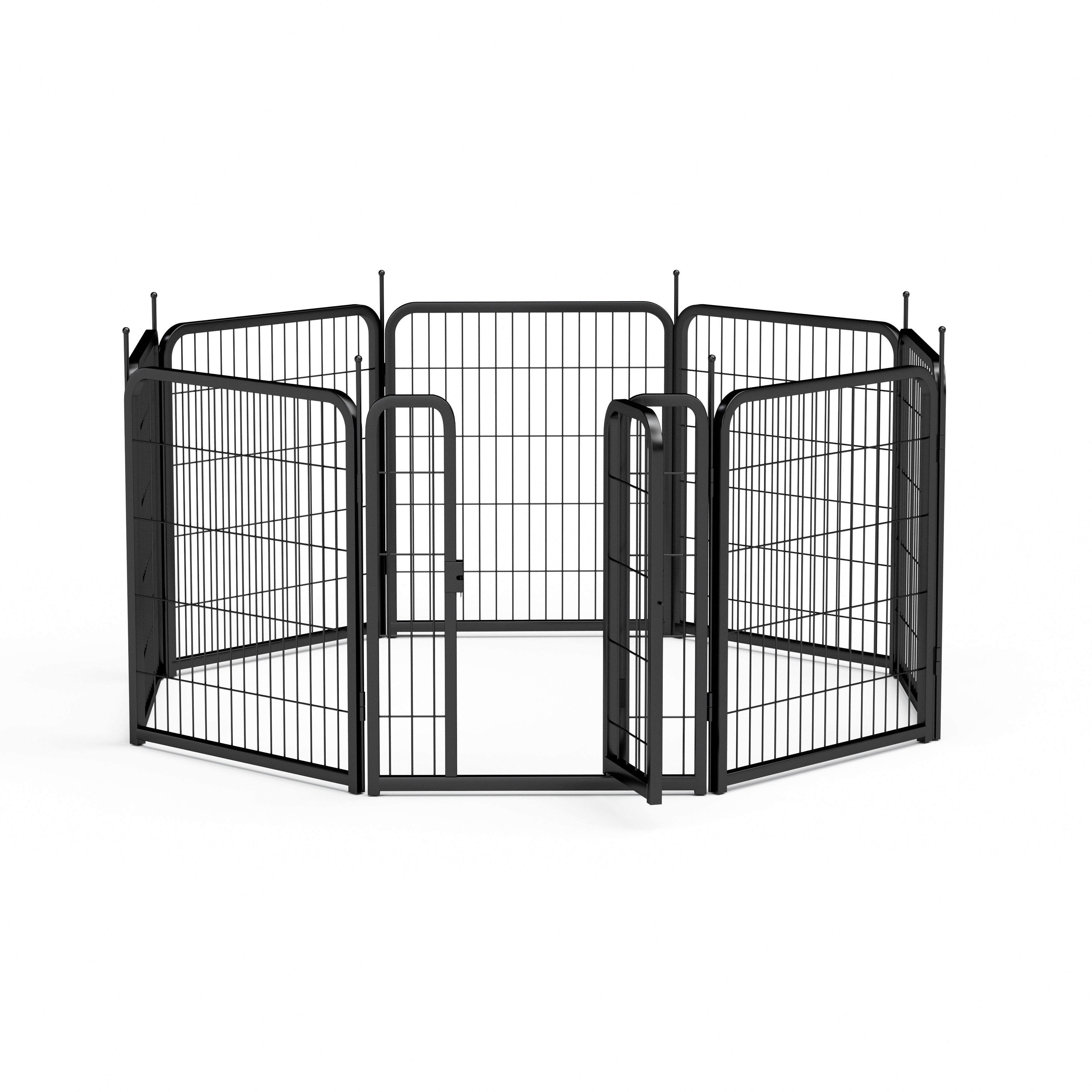 Outdoor dog fence, 8-piece board dog fence. 31 inch portable pet sports fence. Black, 26.3 inches wide x 31.5 inches high. - Majestic Pet Kingdom