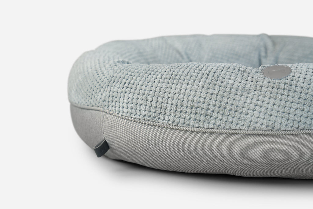 Faux Fur Donut Dog Bed – Bolster Rim, Washable, Gray