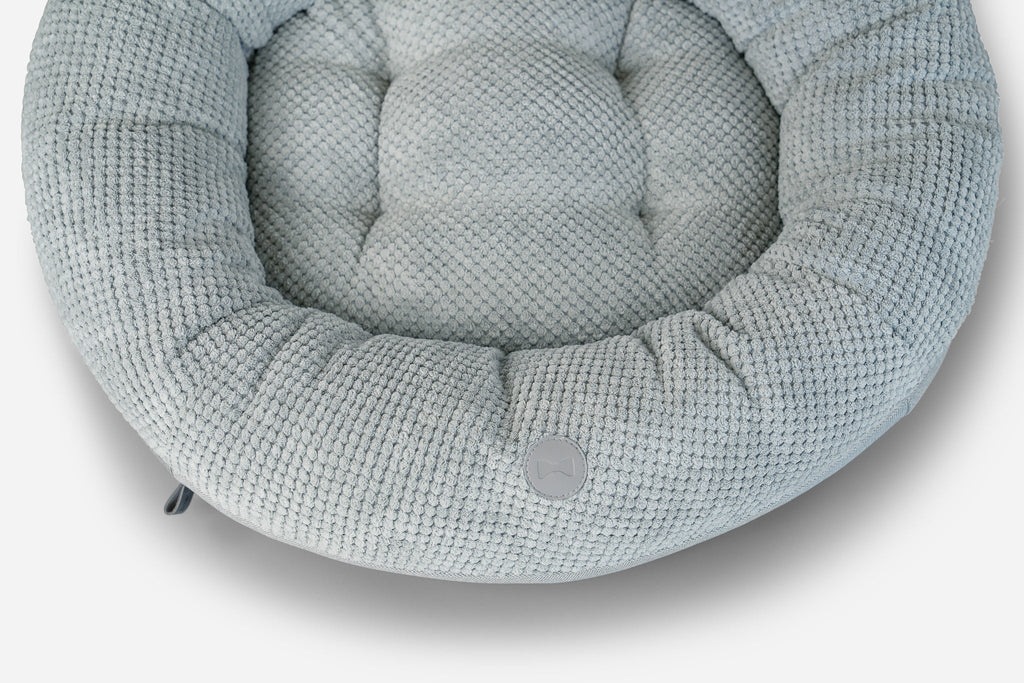 Faux Fur Donut Dog Bed – Bolster Rim, Washable, Gray